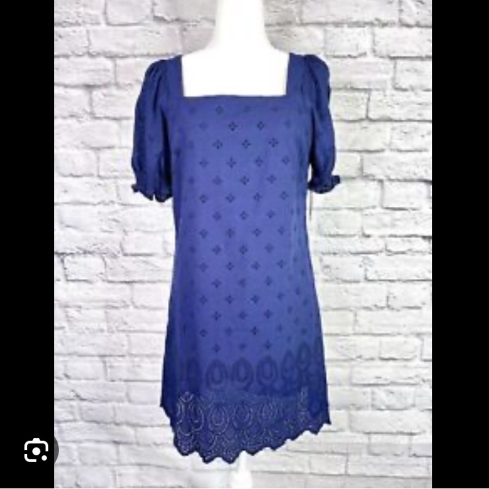 Draper James RSVP Navy Eyelet Shift Dress